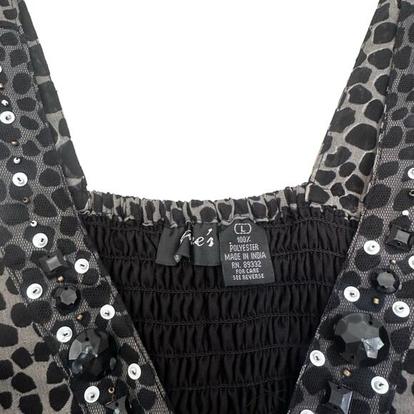 Cassee's Embellished Animal Print Sleeveless Maxi Dress large - Picture 2 of 6